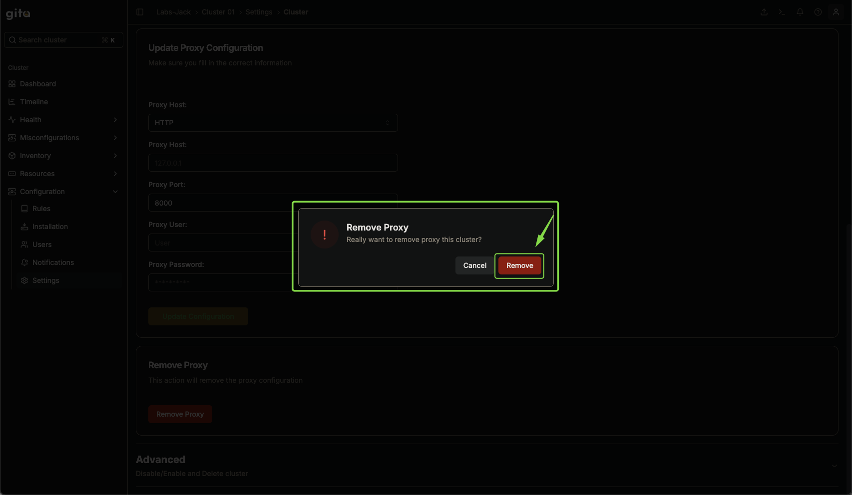 Remoção do Proxy