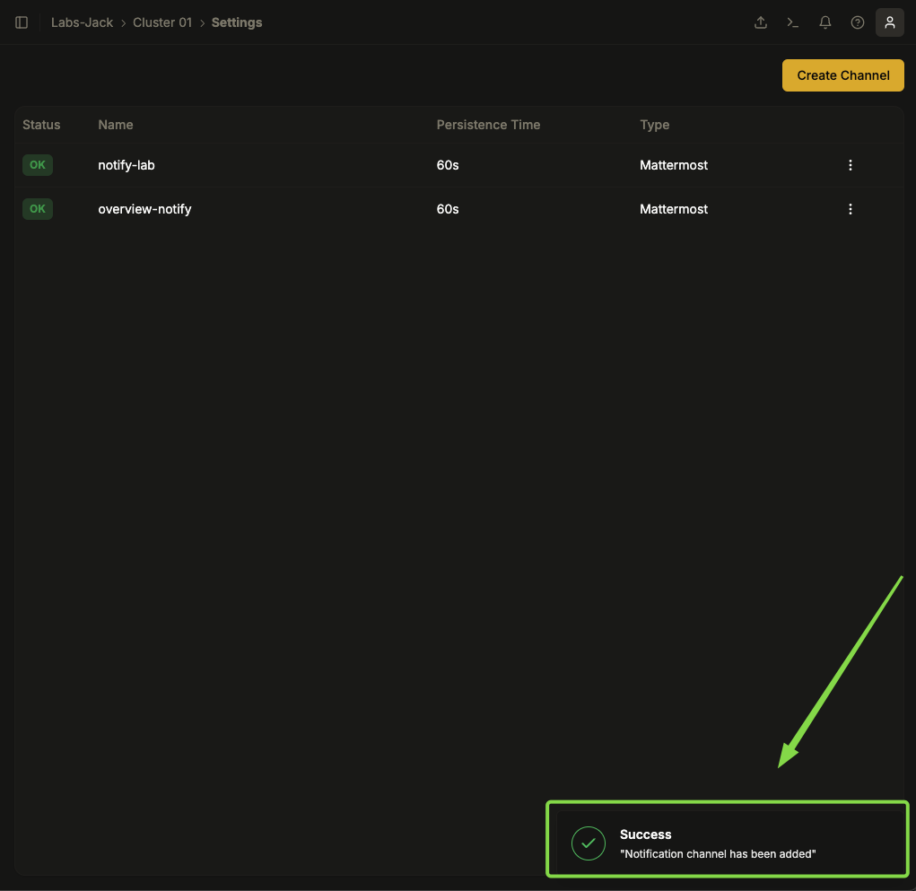 Confirmação de Configuração